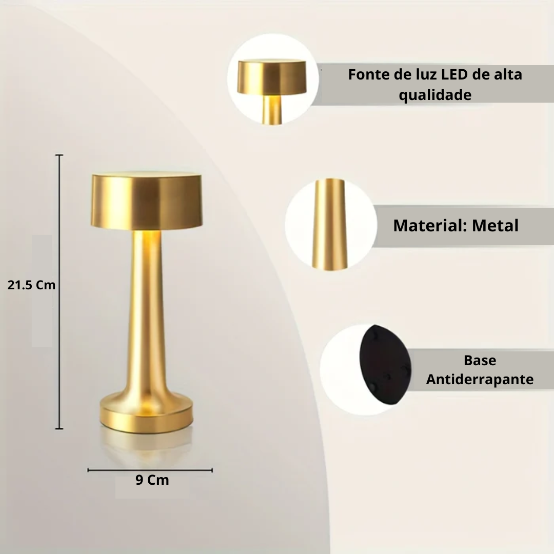 Luminária de Mesa Sem Fio Em Led Retrô